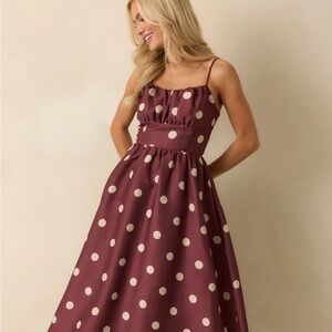 Red Dress Boutique Burgundy Polka Dot Midi Dress
